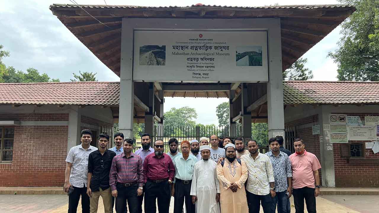 Raihan Khan and MTI Ltd. colleagues visiting the Mahasthan Archaeological Museum in Bogura during a team trip.